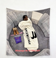 Balenciaga Plush Blanket Print Fleece Throw Blanket BA457